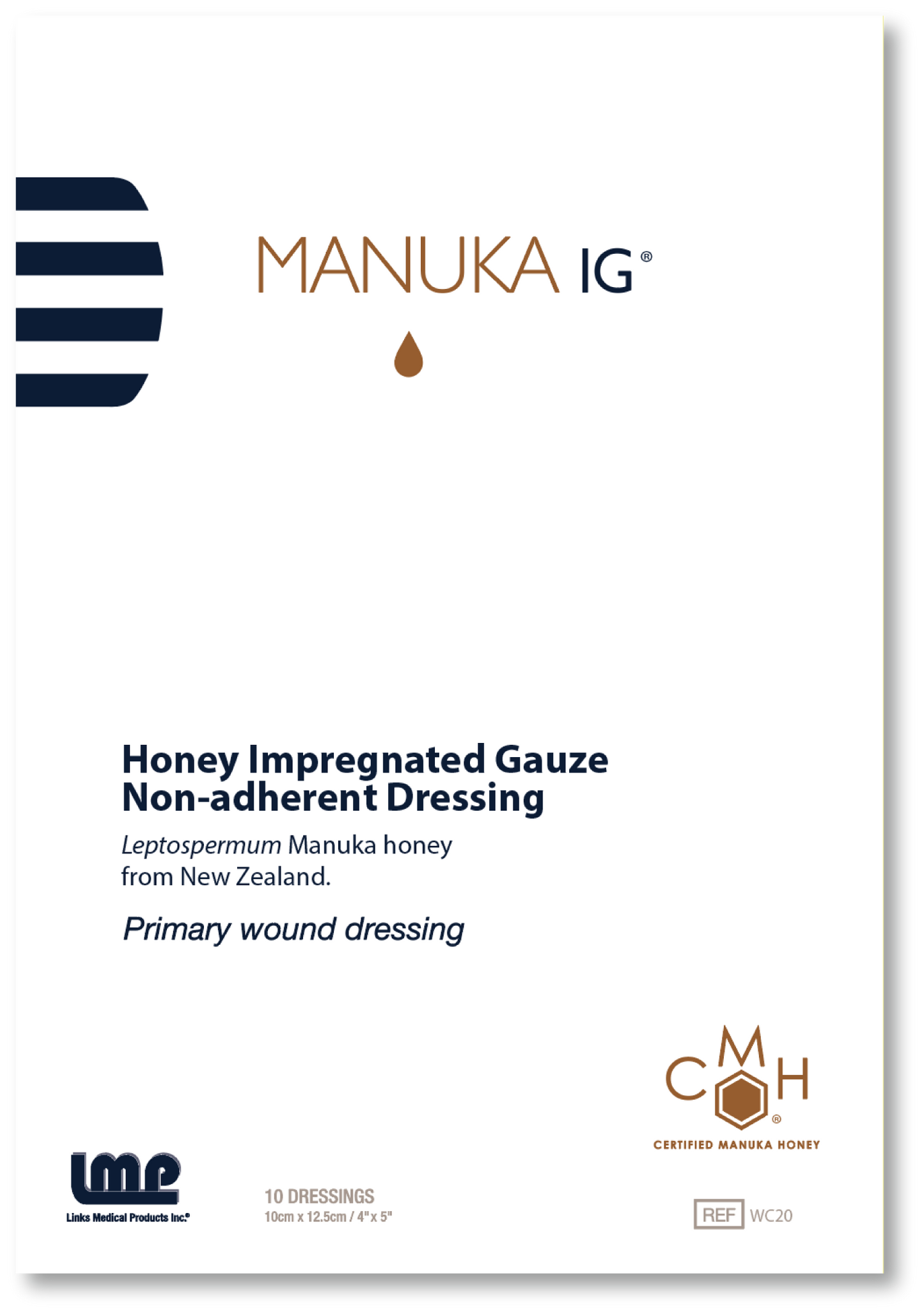 Manuka Honey Impregnated Gauze Dressing 4"X 5"