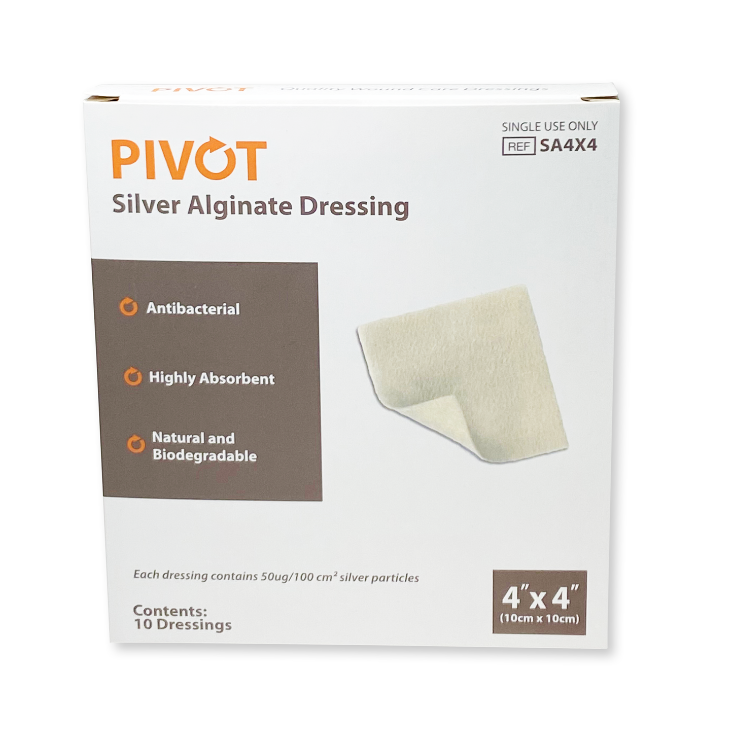 Silver Calcium Alginate Dressing 4"X 4"